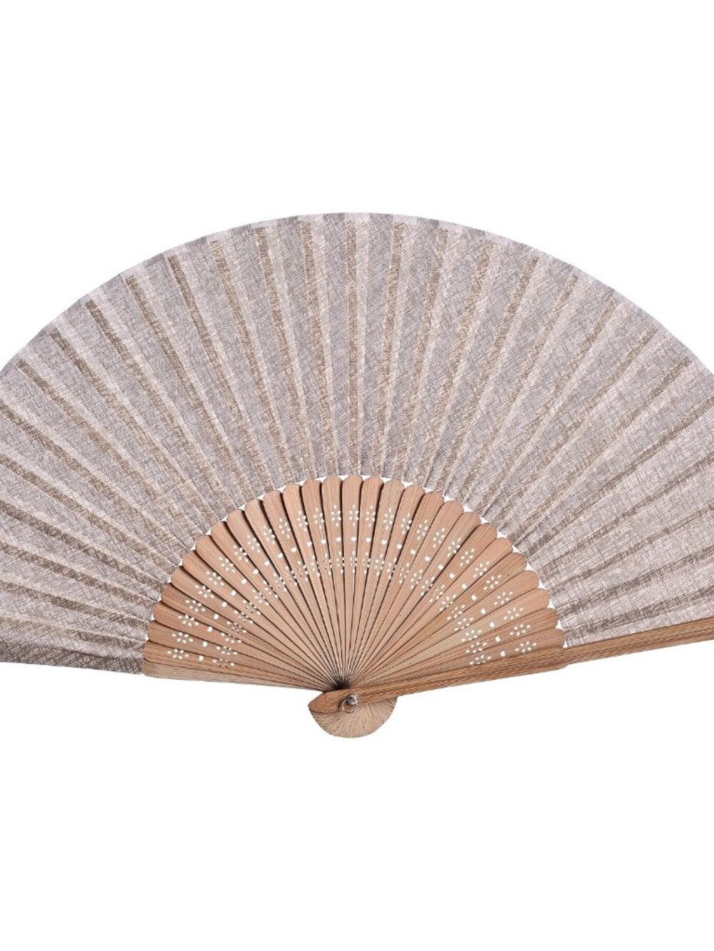 Hand Fan with Beautiful Fabric Printed Coffee